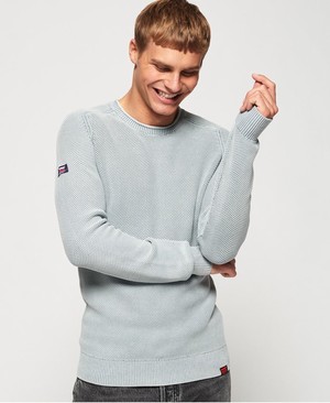 Superdry Garment Dyed L.A. Textured Crew Neck Férfi Ugró Szürke | BYLVE1805